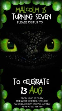 Boy dragon Birthday party invitation design template Instagram Story