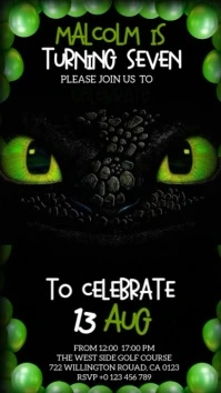 Boy dragon Birthday party invitation design template Instagram Story