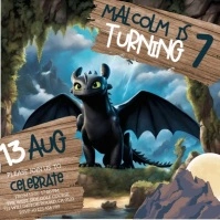 Boy dragon Birthday party invitation design template Persegi (1:1)