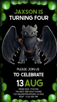 Boy dragon Birthday party invitation design template Instagram 快拍