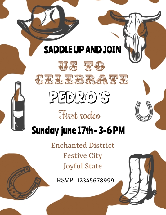 My First Rodeo Invitatioons Copy of boy FIRST RODEO Invitation Template | PosterMyWall
