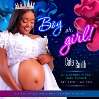 boy or girl gender reveal invitatiion flyer Instagram Post template
