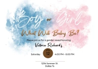 Boy or Girl  Watercolor invitation Postal template