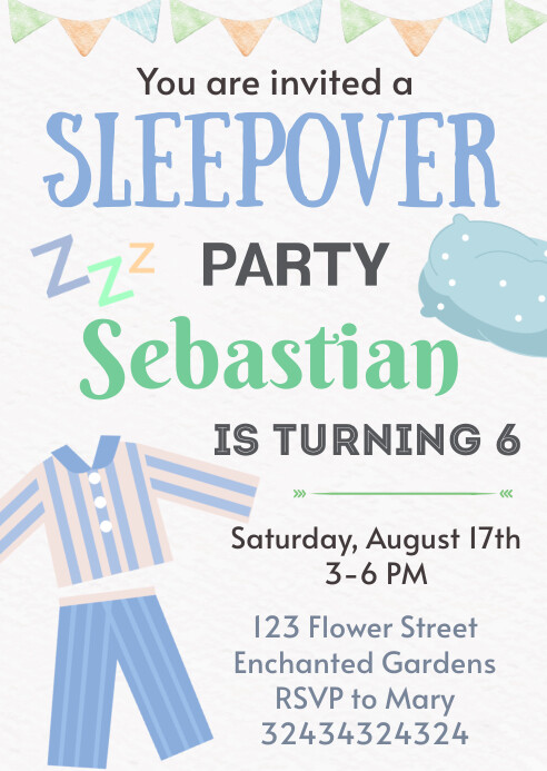 Boy Sleepover Invitations Printable Template PosterMyWall