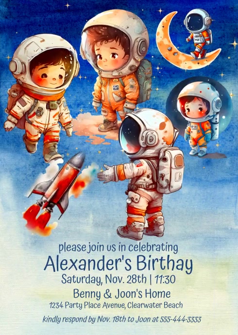 Astronaut Birthday Invitations Printable