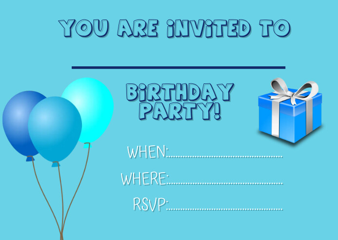 Boys Birthday Invitation Postkort template