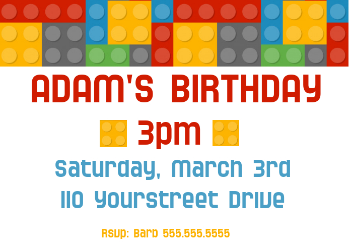 Boys Lego Birthday Party Invitation Template Postermywall