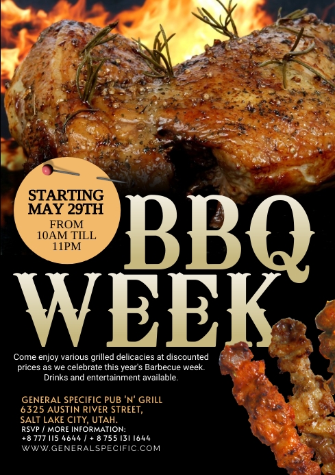 Black Bbq Week Promotion A3 Template | PosterMyWall