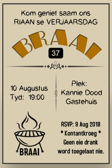Braai Invitation Template Postermywall