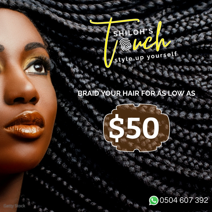 BRAIDS HAIR SALON FLYER Wpis na Instagrama template