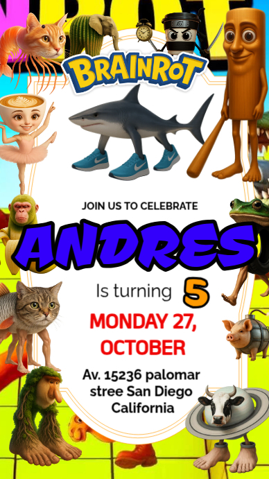 brainrot  invitation Display digitale (9:16) template