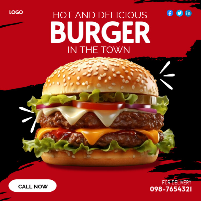 Brand new burger set social media template Instagram 帖子