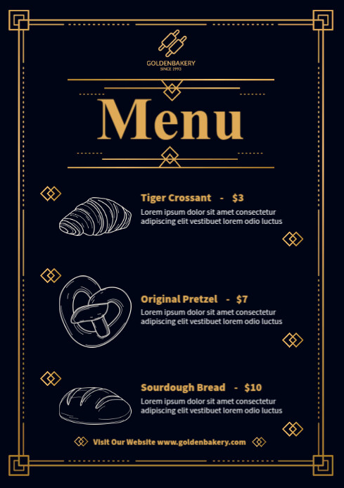 Bread Menu Template | PosterMyWall