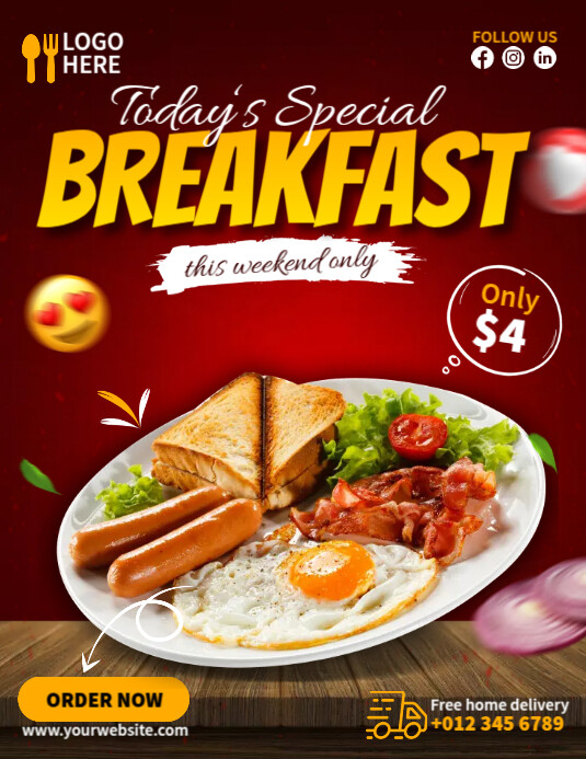 Breakfast Ads Template | PosterMyWall