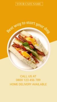Breakfast cafe,food cafe Instagram Story template