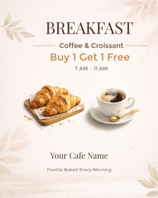 Breakfast Promo Design Breakfast Cafe Promo Flyer Template | PosterMyWall