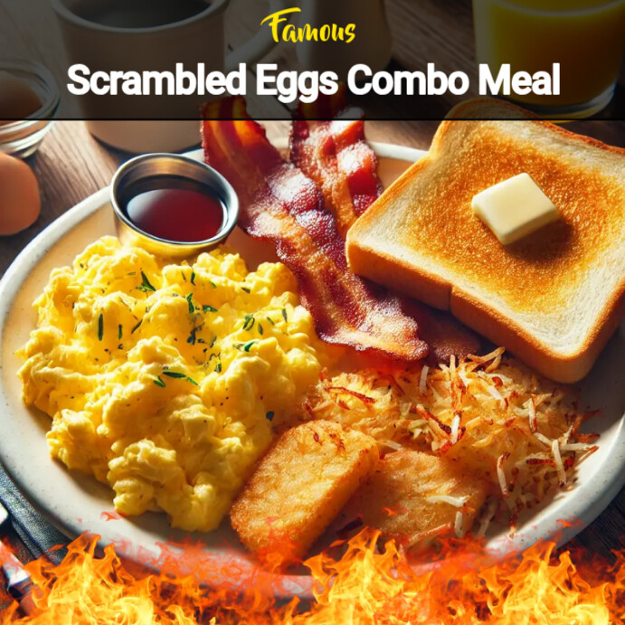 Copy of Breakfast combo scrambled eggs, crispy bacon, hashbrowns ...