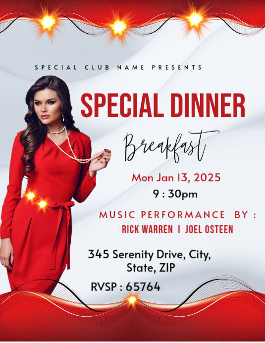 breakfast dinner party flyer Template | PosterMyWall
