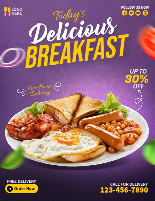 Breakfast Promo Design Breakfast Food Ads Template | PosterMyWall