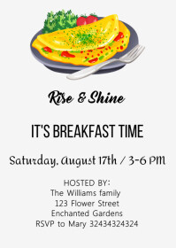 Breakfast Invitation, Omelette Invitation A6 template