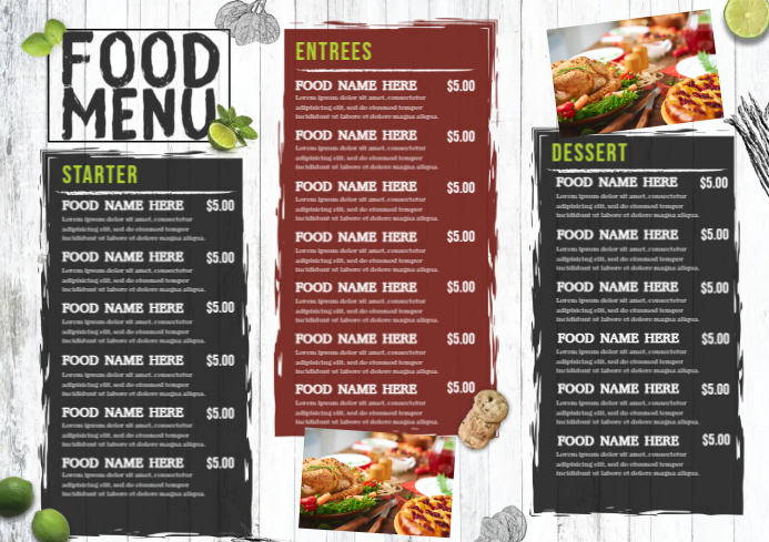 Breakfast Lunch Dinner Menu Ads เทมเพลต | PosterMyWall
