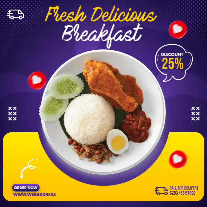 Breakfast Menu Ads Instagram Post template
