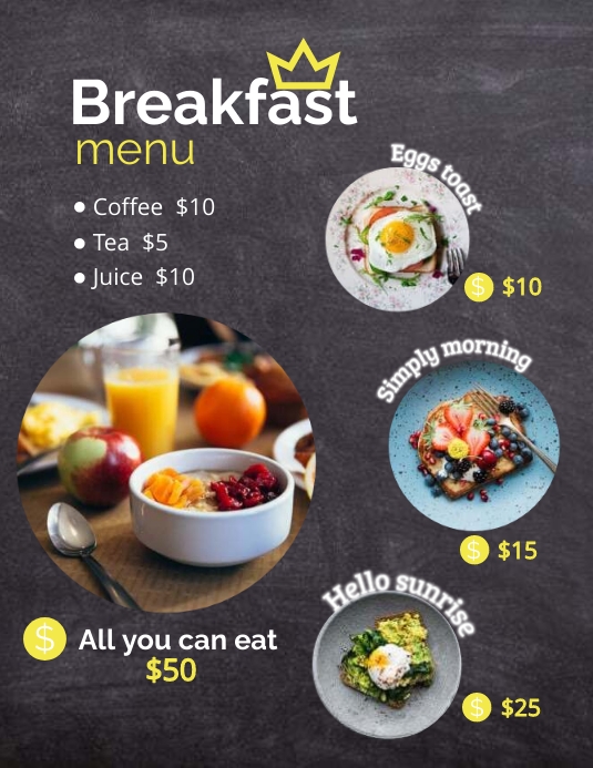 Breakfast menu Template | PosterMyWall