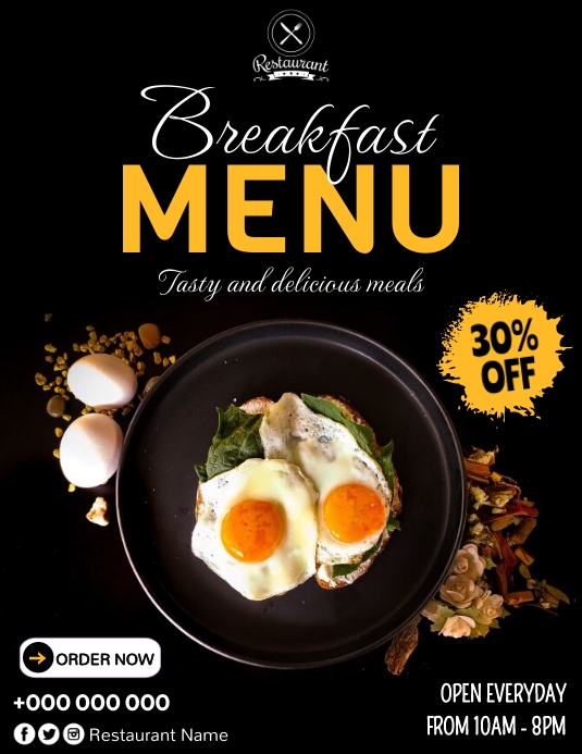 Breakfast Menu Volantino (US Letter) template