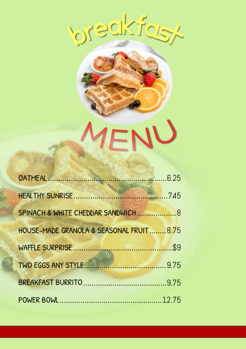 breakfast menu Template | PosterMyWall
