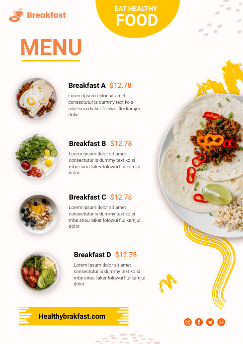 Breakfast menu Template | PosterMyWall