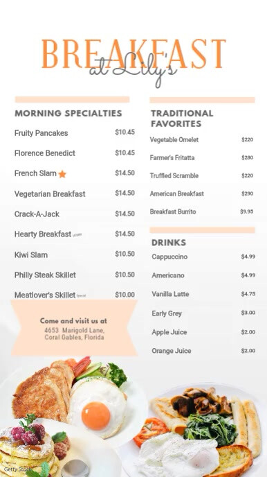 Breakfast Menu Digital Display Board Template | PosterMyWall