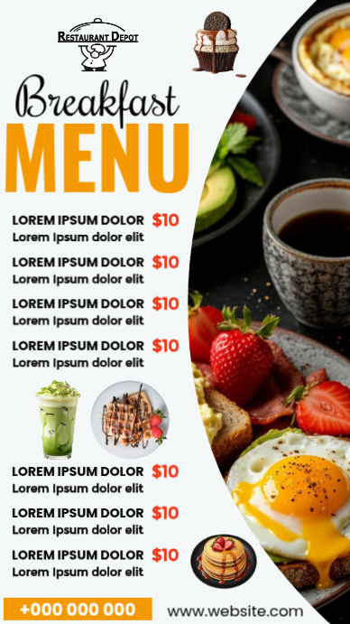 Breakfast Menu Digital Display Template | PosterMyWall