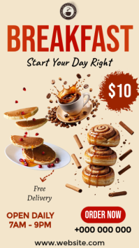Breakfast Menu Flyer Digitalt display (9:16) template