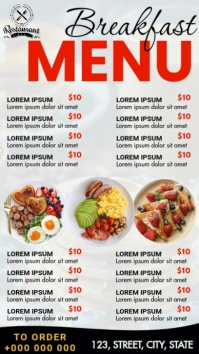 Breakfast Menu Flyer Digital Display (9:16) template