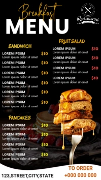 Breakfast Menu Flyer Digital Display (9:16) template