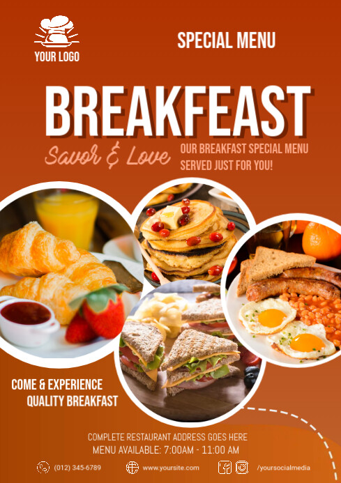 Breakfast Menu Flyer A4 template