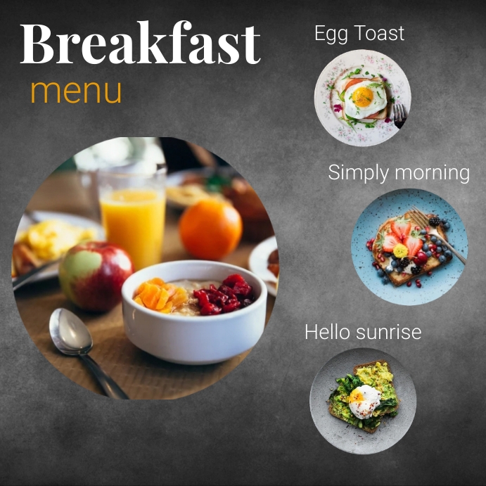 Breakfast menu Instagram post. Template | PosterMyWall
