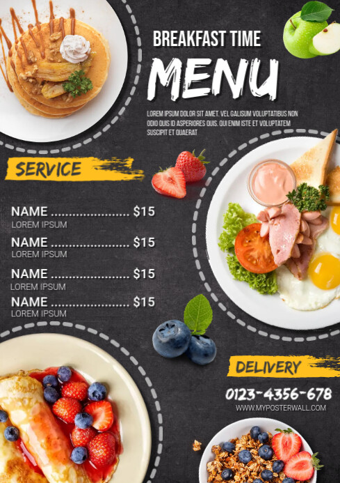 BREAKFAST MENU TEMPLATE | PosterMyWall