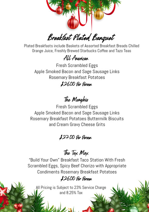 Breakfast Plated Banquet Menu Template | PosterMyWall