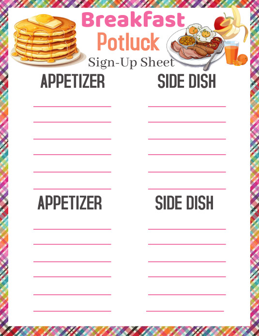 Breakfast Potluck Sign Up Sheet Flyer (format US Letter) template