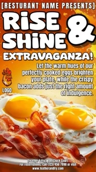 breakfast Restaurant Flyer, eggs and bacon, b Instagram Story template