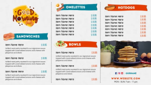 Breakfast Restaurant Food Menu Digitalanzeige (16:9) template