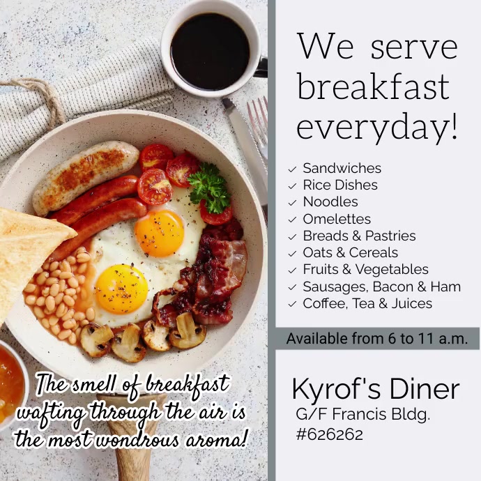 breakfast video ad Template | PosterMyWall