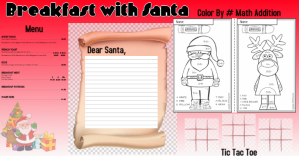 Breakfast w/ Santa Activity Place Mat W/ Menu Изображение, которым поделились на Facebook template