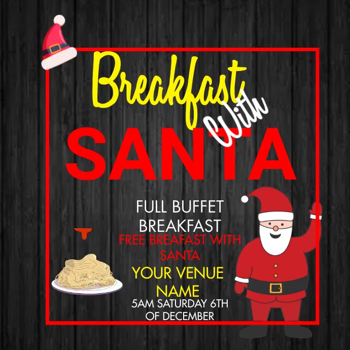 BREAKFAST WITH SANTA,MENU Instagram-bericht template