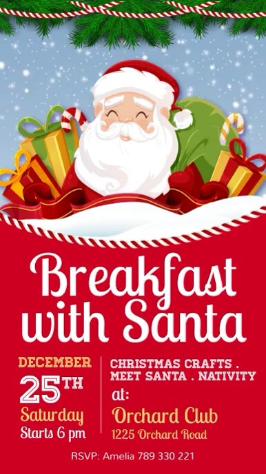 Breakfast with Santa, Christmas Instagram Story template