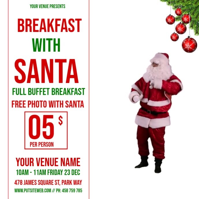 Breakfast With Santa ad Instagram Post template