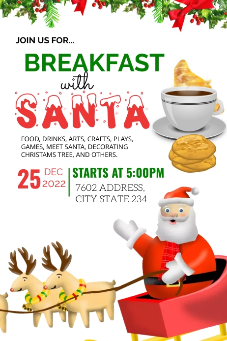 breakfast with santa Poster template