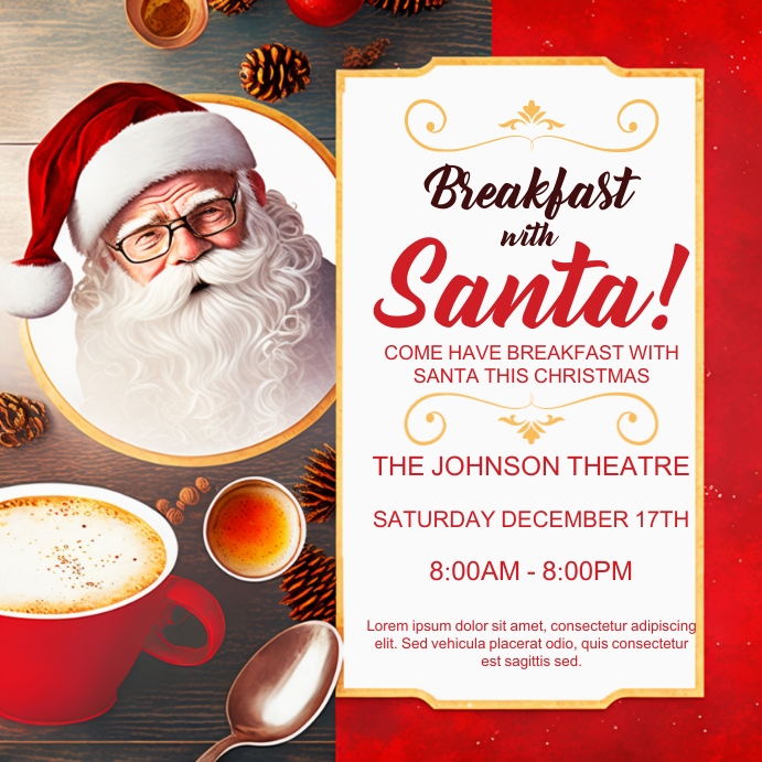 Breakfast With Santa Invitation Wording Breakfast With Santa Invitation Post Template | PosterMyWall