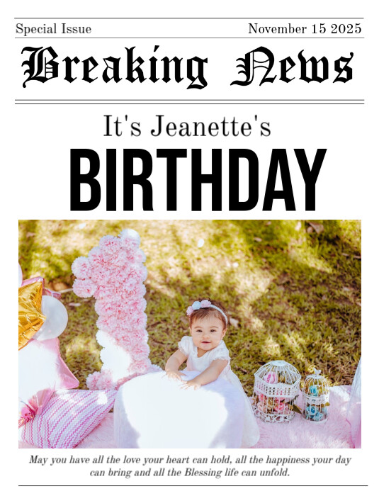 breaking News Birthday Newspaper Folheto (US Letter) template
